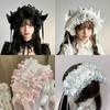 Ribbon Bowknot Cosplay Headdress Lace Hair Band New Lolita Wing Angel Headband  Hair Accessories