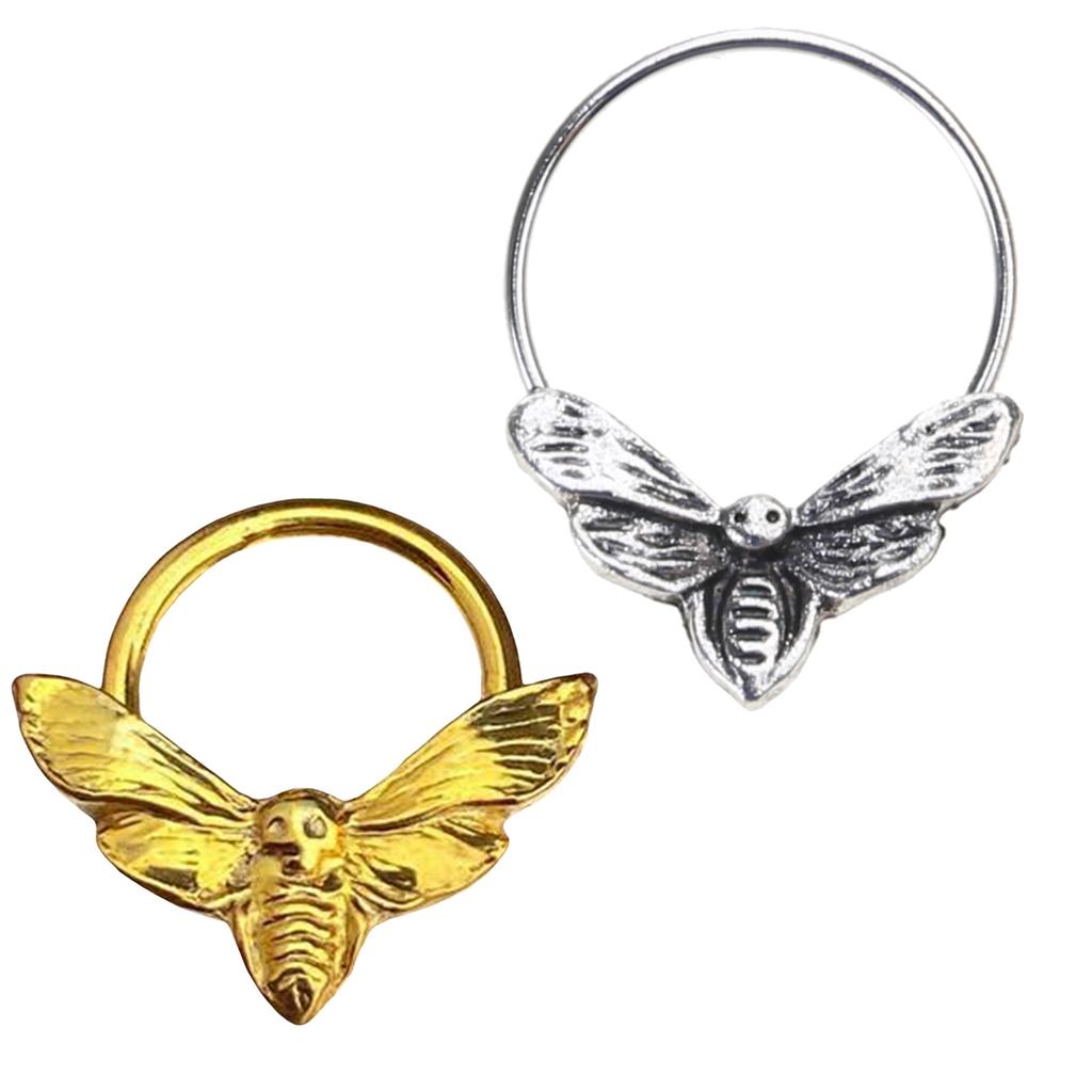 Skull Moth Nose Stud Rings Plated Sturdy Alloy Comfortable Wear Punk Gothic Styles Jewelry for Fashion Enthusiasts