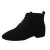 Big Size Women's Boots Autumn/winter British Style Short Boots Solid Color Suede Pointed Lace Up Thick Heel Big Size Boots