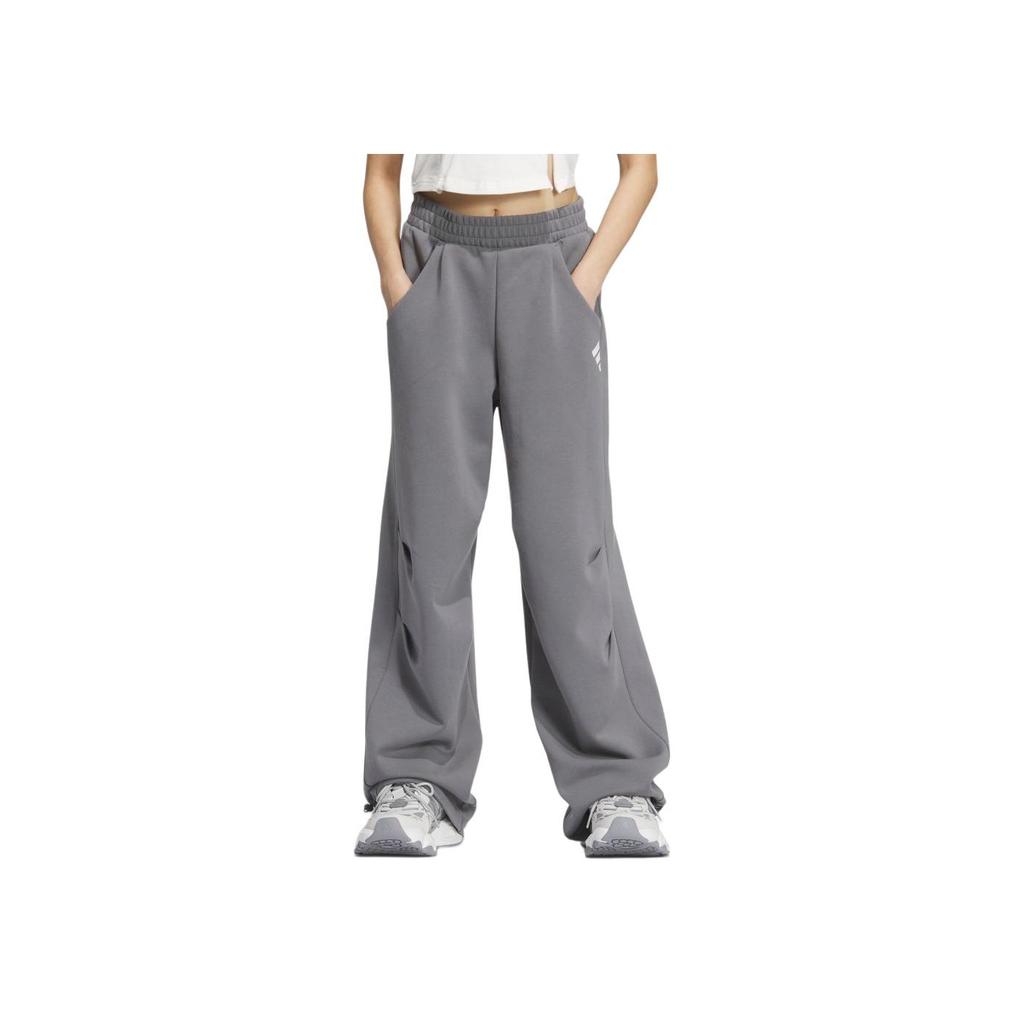 Adidas Sports Lifestyle Series Comfortable Skin-Friendly Brand Logo Casual Knitted Sports Pants Women Bottoms Gray JM4266