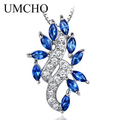 Ожерелье с подвесками для женщин, синий сапфировый лист, драгоценный камень, свадебные украшения с цепочкой