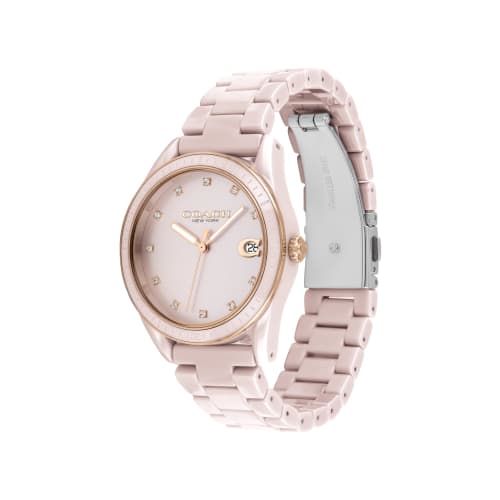 COACH Preston 36mm Brushed Ceramic Watch with IP Carnation Gold and Brushed Ceramic Bracelet (14503264) - Authentic Women's