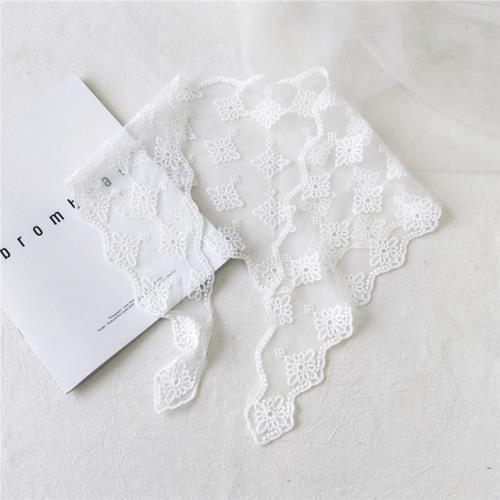 Summer Fashion Transparent Lace Embroidered Triangle Scarf Women's Hollow Scarf Floral Scarf for Women