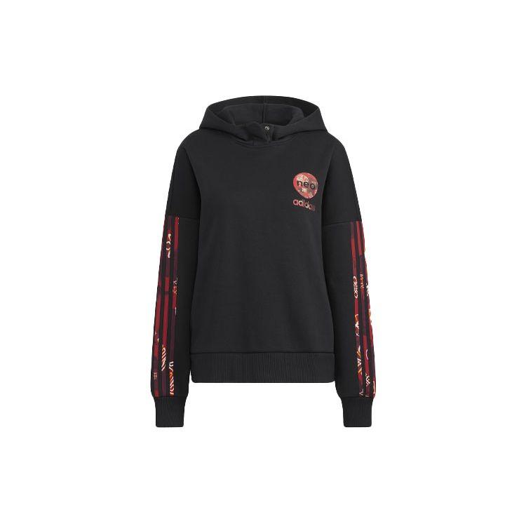 adidas Женская толстовка с капюшоном Neo CNY с тремя полосками и принтом, черная HM7482
