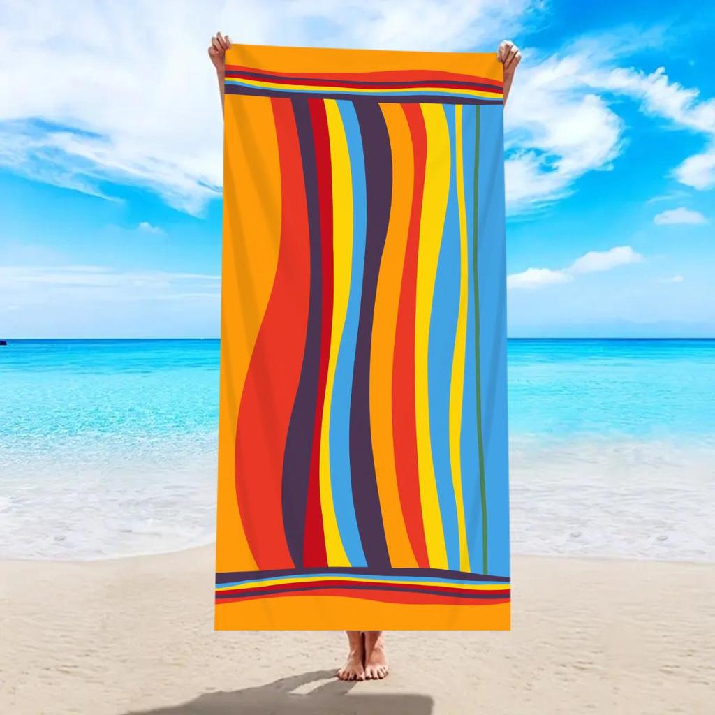 Ultra-Absorbent Striped Beach & Bath Towel - Thick, Soft, Microfiber