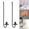 2Pcs Wall Mounted Candle Holder Elegant Black Metal Candle Holder For Modern Home Farmhouses Decoration