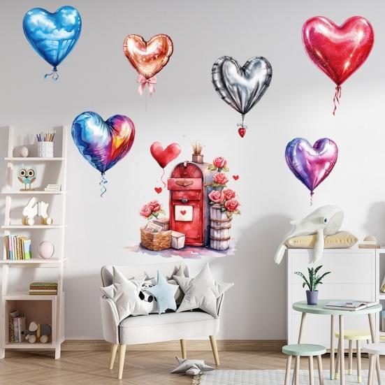 Wall Decal Heart Balloon Mailbox Pattern Self-Adhesive Waterproof Wall Sticker Bedroom Kids