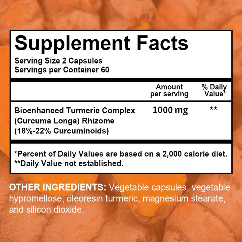 Bioenhanced Turmeric Complex Dietary Supplement, Ultra High Absorption, 120 Capsules