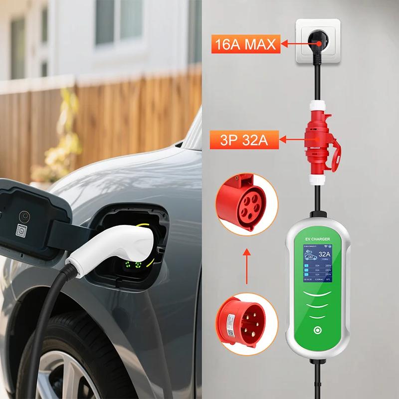 EV Charger 16A Schuko Plug To 5 Pins CEE Red Female Plug 16A/ 32A 3phase Adapter Female Plug 32A to Schuko 16A Connector