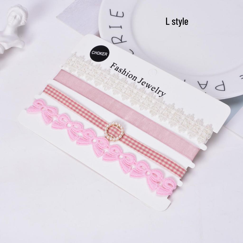 Европейский и американский стиль Сексуальный кружевной чокер и набор ожерелий-цепочек для ключиц (4 шт)