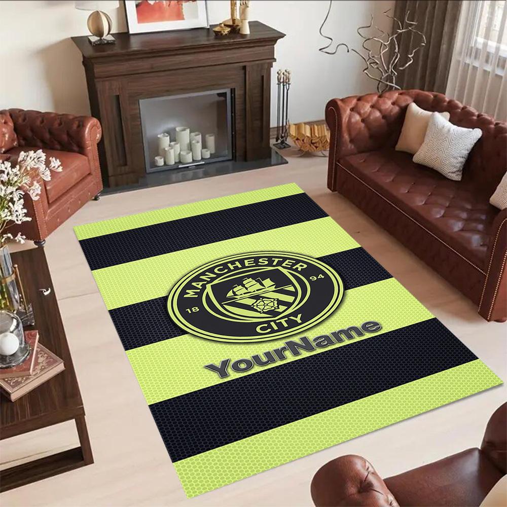 Manchester City Customizable Name Floor Rug Office Rug Perfect for Dining Room Dormitory Living Rooms Entryway Anti-slip Rug Decorate Offices