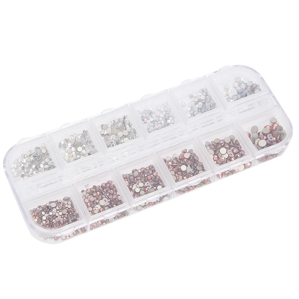 12 Grid Box Flat Bottom Nail Art Rhinestones Nail Art Decoration Manicure Tool8#