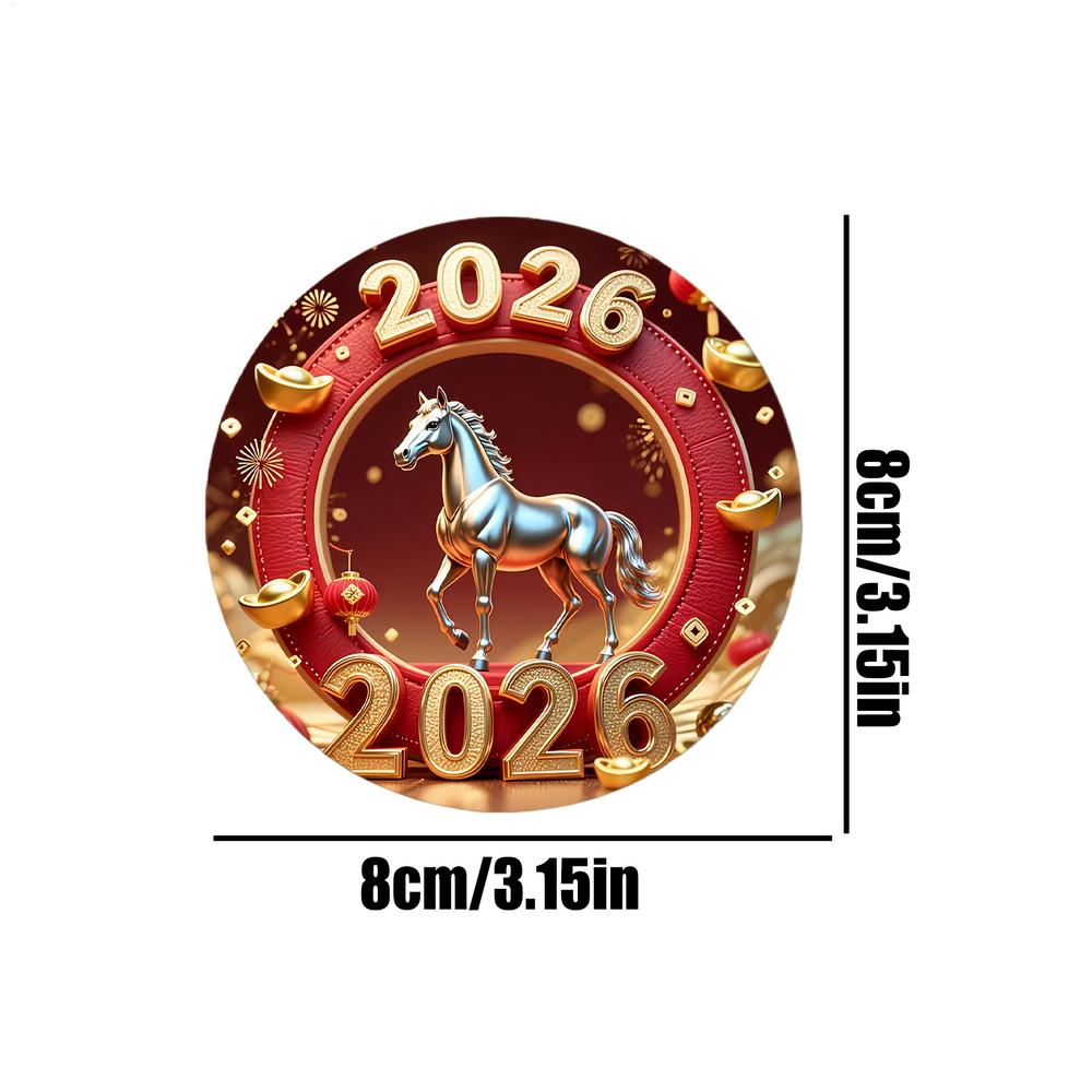 2026 Новогодние Украшения Магнитные 2D Плоская Акриловая Наклейка Лошадь Китайское Животное Магнит на Холодильник Для Двери Шкафчика Шкафа 8 см