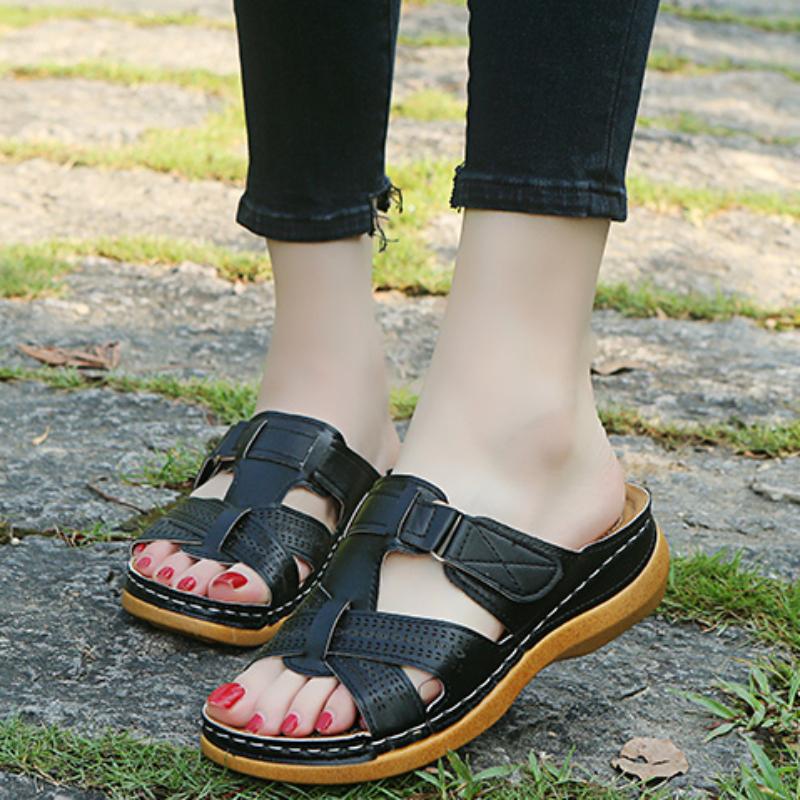 Ladies Shoes 2024 High Quality Summer Women's Slippers Outdoor Open Toe Mid Heel Roman Large Size Concise Beach Slippers Women