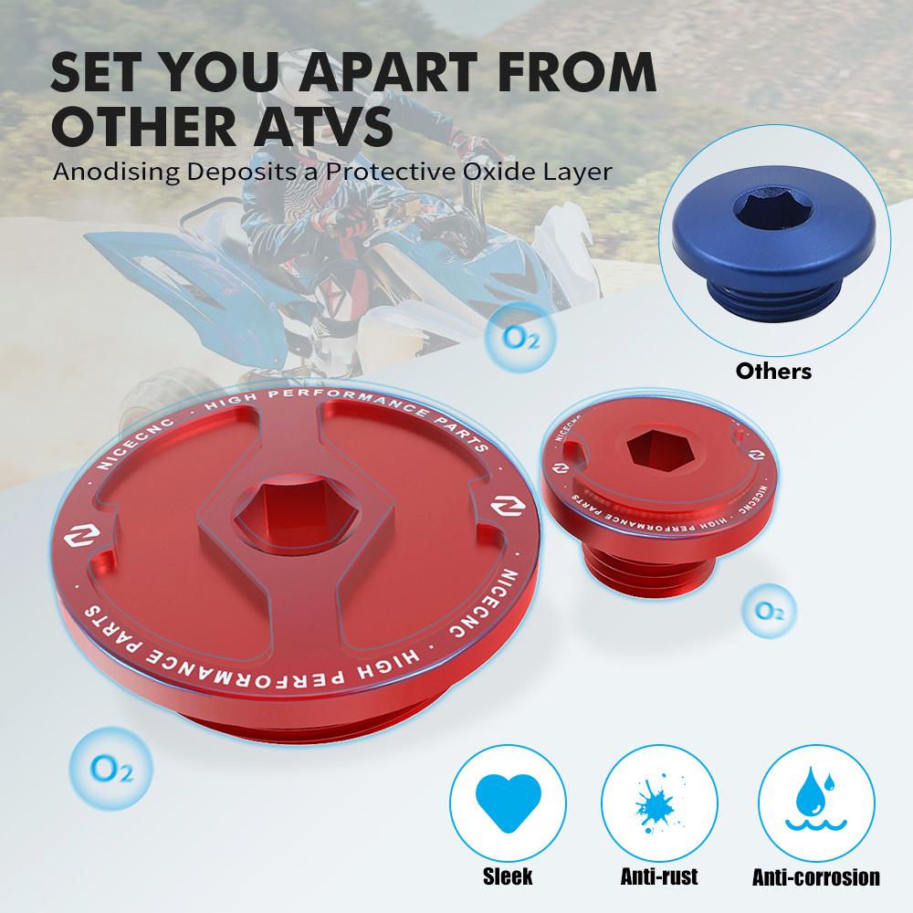 NICECNC 6061 T-6 Aluminum ATV Engine Cover Cap Plug Kit For Yamaha Raptor 700 700R YFZ450R 450X YZ WR 250F 250FX 450F 450FX