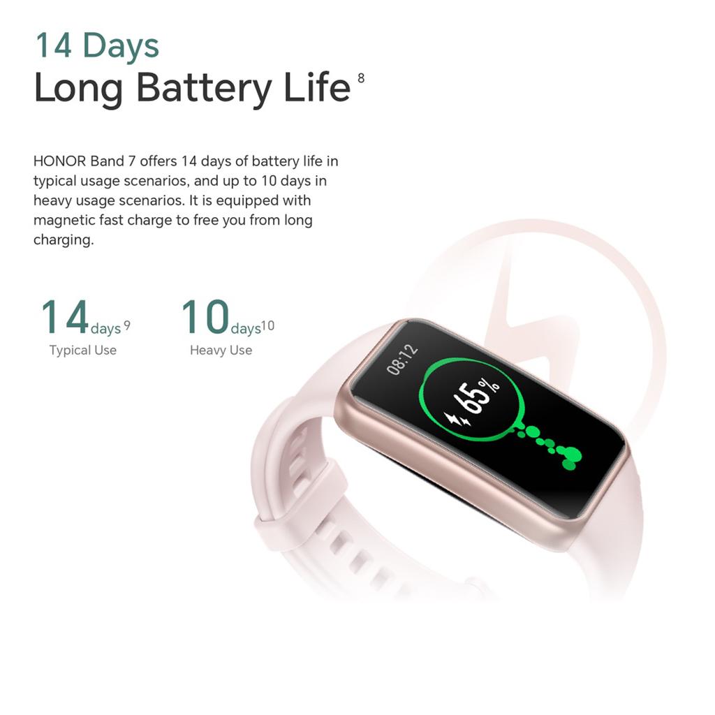 HONOR Band 7 1,47-дюймовый AMOLED-экран BT5.0 11 спортивных режимов Кислород в крови/Частота сердечных сокращений/Сон/Женский