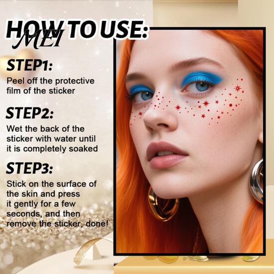 Temporary Body Art Decals Tattoo Sticker, Red Freckles Face Tattoo, Waterproof Fun Holiday Stickers for Adults Festive Party Makeup Tattoos