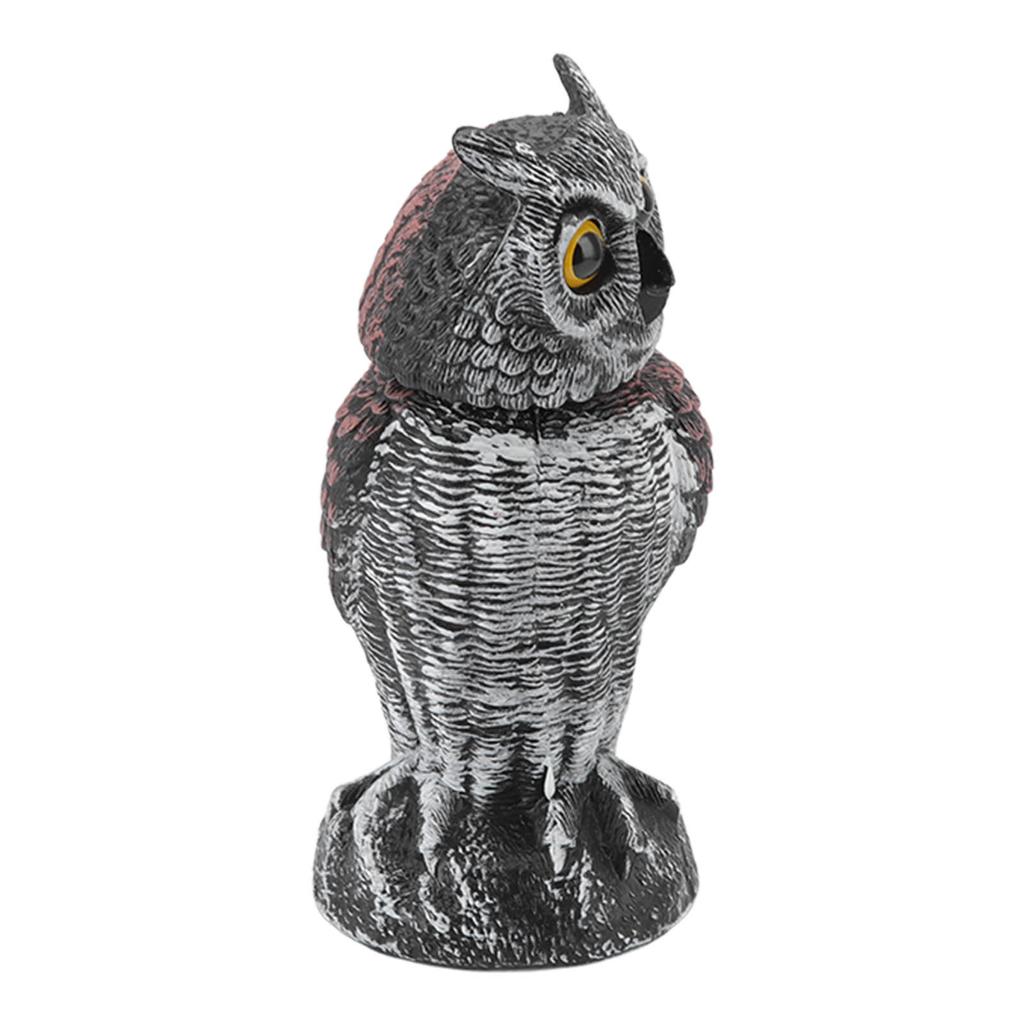 Owl Decoy Plastic Striped Small Shakeable Waterproof Vivid Shape Fake Owl Scarecrows for Courtyards