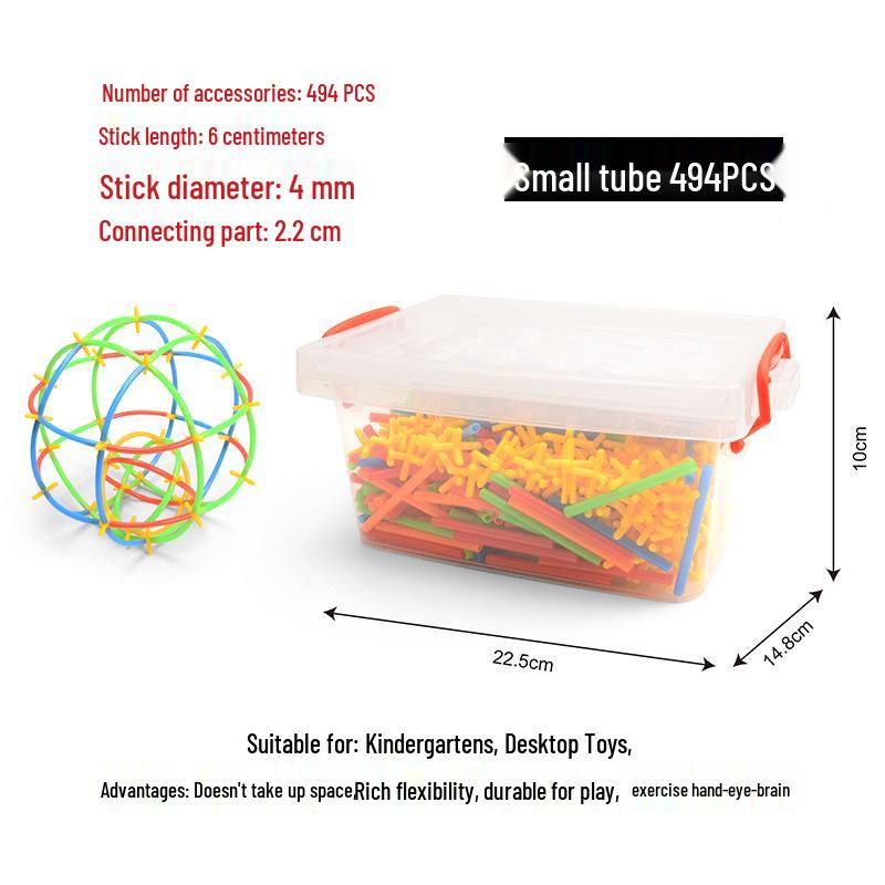 3D Straw Building Blocks for Kindergarten - Large Particles Construction Toy