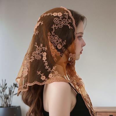 Кружевной треугольный шарф с вышивкой в виде цветов, кружевной шарф, маленькая шаль, вязаный крючком головной платок, бандана для женщин 82*51см