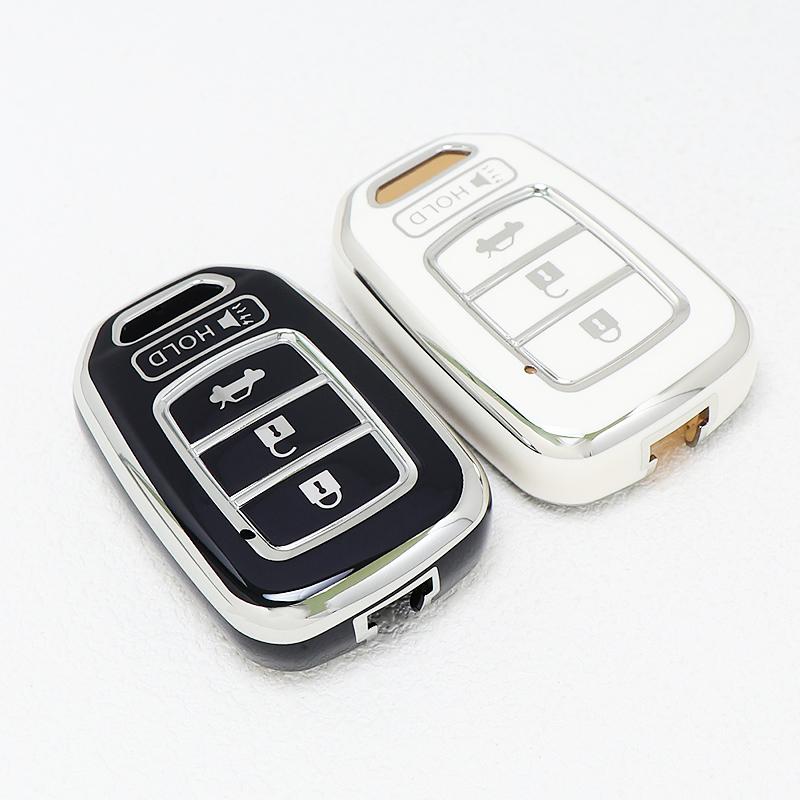 Silver Edge TPU Auto Remote Shell Fob Holder Keychain Car Key Cover Case Cap For Honda CRV Jazz HR-V HRV Accord CIVIC 2013 2014 2015 2016