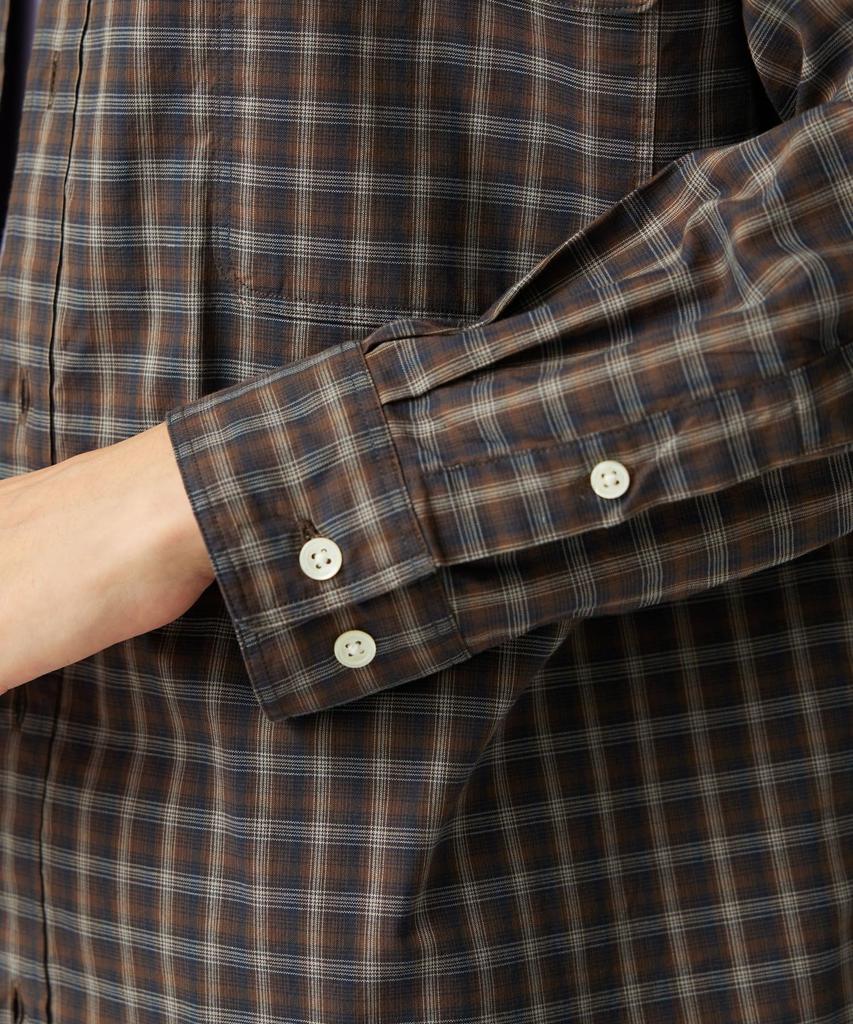 Snow Peak Organic Cotton Ombre Check Shirt Long Size CH SH-25AU005, Sleeve, Men's/Women's, M, Brown,
