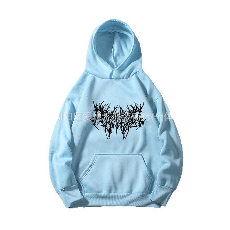 Oversized Gothic Hoodie Women Long Sleeve Loose Fit Streetwear Cotton Blend Pullover Sweatshirt