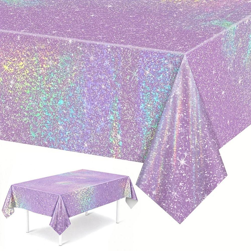Purple Laser Disposale Tablecloth Aluminum Film Party Decoration Birthday Wedding Party Supplies