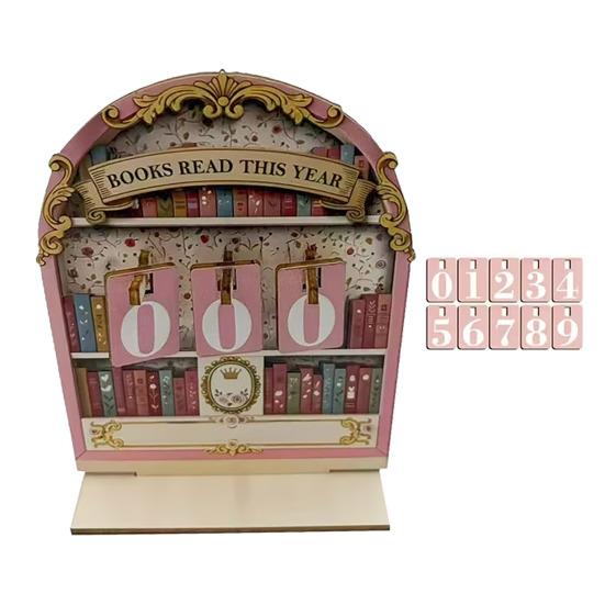 Счетчик книг, прочитанных в этом году, Отслеживатель до 999 книг, Деревянный годовой трекер челленджа по чтению, с цифрами, Украшение для книжной полки, Подарок для книголюбов