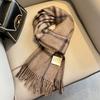Winter Fashion British Pure Wool Scarf Women's Warm Long Thickened Fringed Scarf Couple Shawl Versatile
