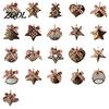Easy Hanging Jute Rope Decor 6 Pcs Rusty Iron Christmas Ornaments, Hollow Metal Tree Star Heart Decorations for Holiday Ball Cage Shaped Decorative
