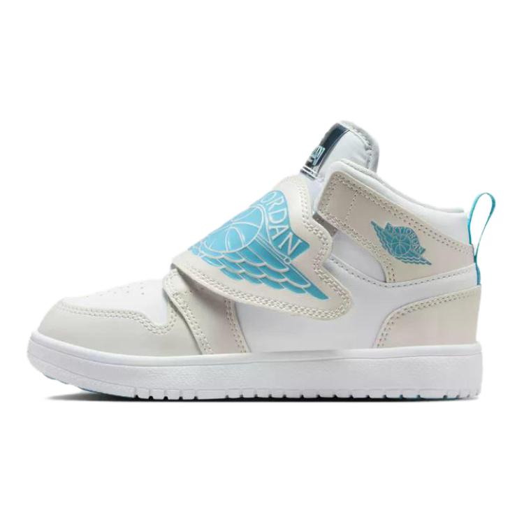 Jordan Sky Jordan 1 Fabric Mid top Children's Basketball Shoes Gray White Children Aged 3 7 Years Old HV4767-014