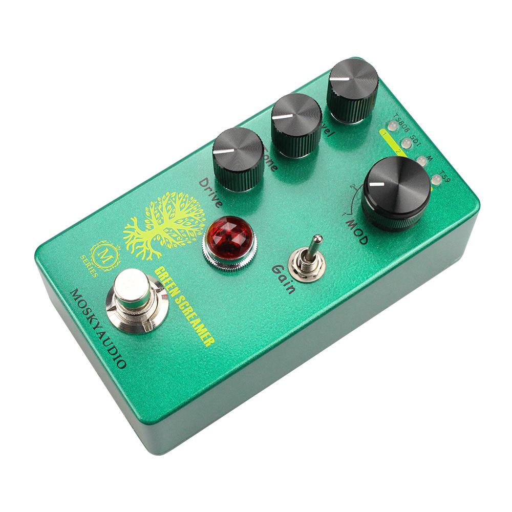 MOSKYAUDIO GREEN SCREAMER Гитарная Педаль Эффектов Бустер/Овердрайв 4-режимный Переключатель и Регуляторы Level/Tone/Drive Компактная