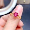 1 Carat Red Corundum Open Ring – Fashionable, Simple Design for Women, Popular Live Sale