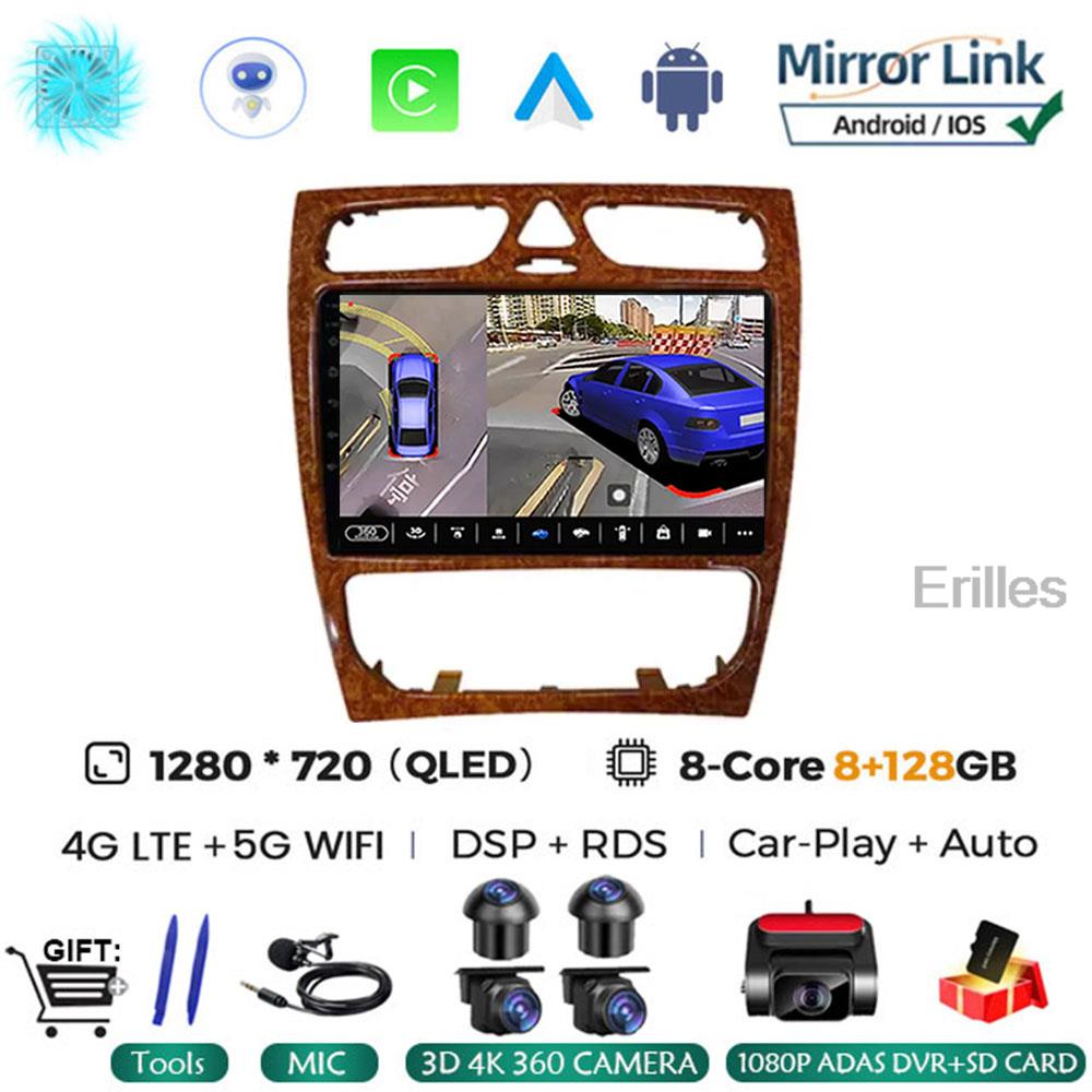 Автомобильное радио Android 14 для Mercedes Benz C Class W203 C200 C320 C350 CLK W209 2002 - 2005 Автомобильный стерео мультимедийный проигрыватель без DVD