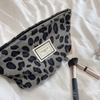 Leopard Print Corduroy Cosmetic & Clutch Bag – Women's Portable Toiletries Storage