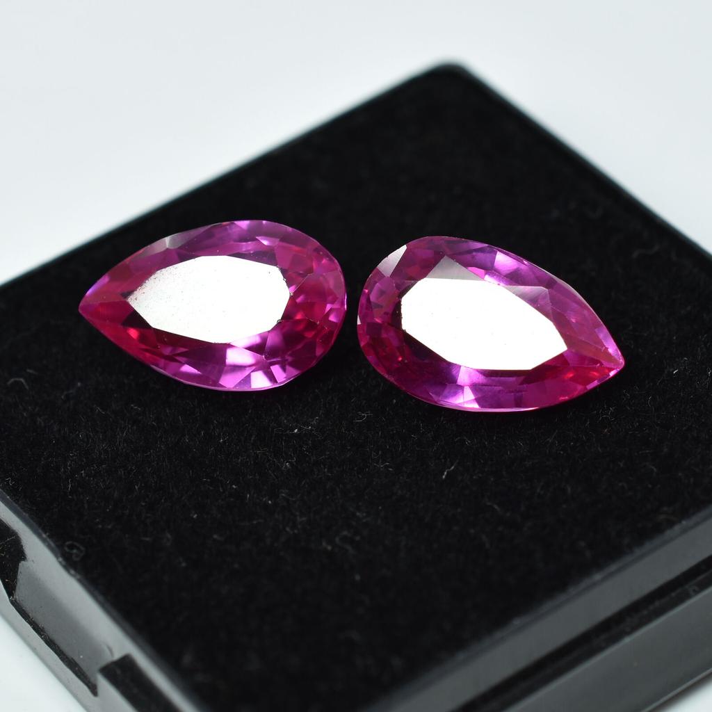 Natural Pink Sapphire Loose Gemstone 16.52 ct Flawless Ceylon Pear Cut Pair September Birthstone