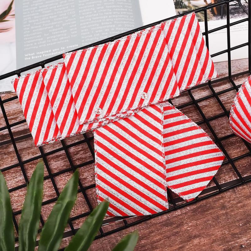 Christmas Ribbon Wired | 3 Rolls Burlap Ribbon for Christmas Trees | Christmas Tree Strip Ribbons for Christmas 5 Yards Per Roll