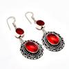 Mozambique Garnet Gemstone Handmade 925 Silver Plated Jewelry Earring 2.27"