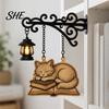 Unique Craft Gifts for Students Vintage Bookshelf Light with Cat Sleeping on Book Design, Retro Lantern Atmospheric Bedside Night Lamp Reading,