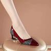 Fashion Fashion Shoes Women's High Heels Middle Heeled Elegant Wedding Shoes Pumps Women Sexy Red Pointed Toe Shallow Slip-On Party Shoe