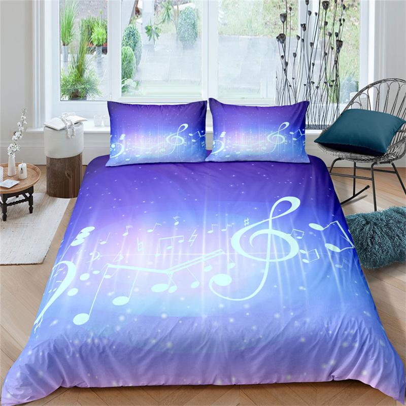 Colorful Music Note Duvet Cover Set King Queen Size Treble Clef Bedding Set Polyester Melody Music Creative Rhythmic Quilt Cover