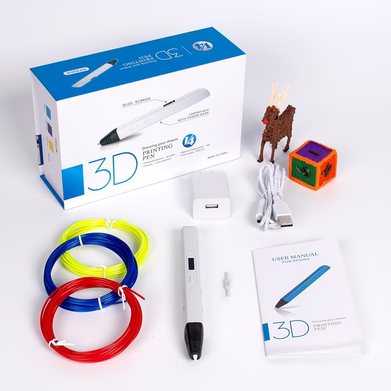 3D-ручка RP800A, ручка для рисования, OLED-дисплей, 3D-ручка для печати с PLA-филаментом для рисования, создания рождественских подарков