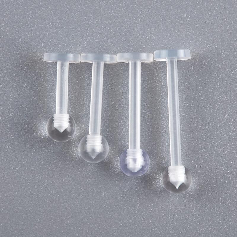 10Pcs Clear Acrylic Lip Stud Piercing Ring Ear Cartilage Earring Bar Tragus