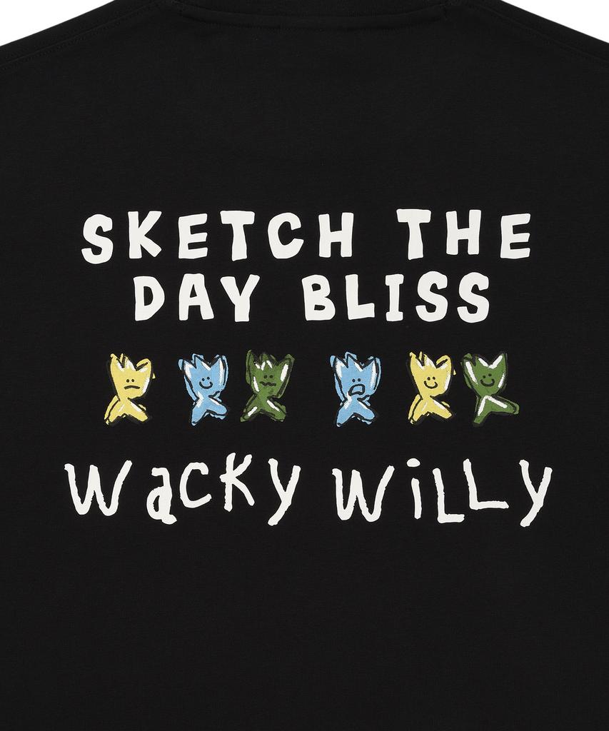 WACKY WILLY Kiki Типографическая футболка с коротким рукавом Черная
