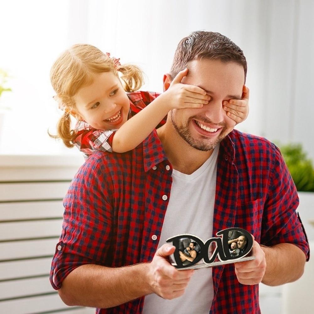 Dad Letter Shape Picture Frame Photo Gift For Father Family Display On Tabletop Fathers Day Gifts Desktop Photo Frame Decoration