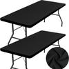 Stretch Fabric Rectangle Cloth Table Top Cap Fitted Covers for Feet Washable Polyester Elastic Home Banquet Picnic Wedding Exhibition Show 30 X 72''