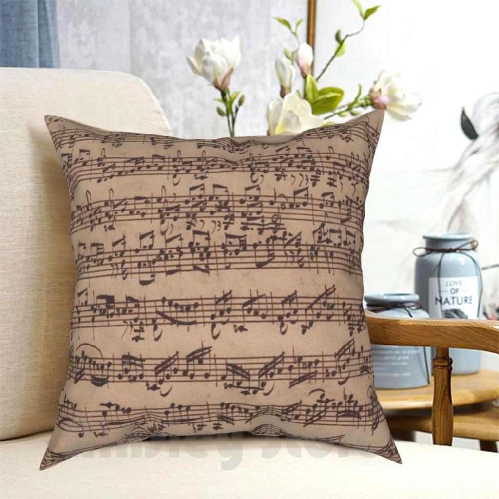Наволочка Бах С принтом Домашняя Мягкая Подушка-плед Скрипка Бах Сольная Музыка Оркестр Альт Виолончель Барокко Рукопись
