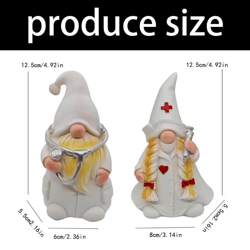 Resin Doctor Nurse Gnomes Figurine with Stethoscope Collectible Sculpture Thanksgiving Nurses Day Gift For Hospital