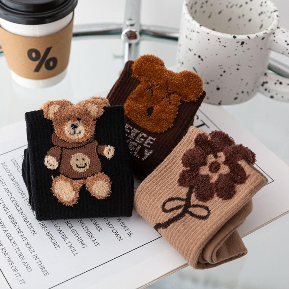 Bear Cotton Socks Cotton Middle Tube Socks Comfortable Bear Socks